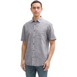 Tom Tailor - 1045098 Overhemd - Lichtblauw - Linnen - Korte Mouwen