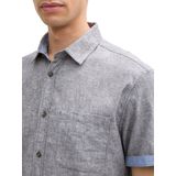 Tom Tailor - 1045098 Overhemd - Lichtblauw - Linnen - Korte Mouwen