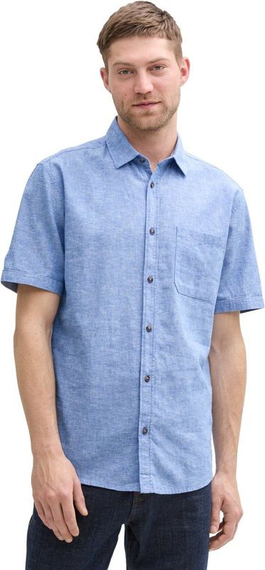 Tom Tailor - Herenhemd - Korte Mouwen - Wit - Katoen