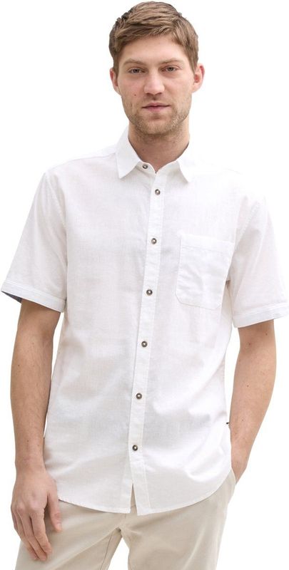 Tom Tailor - COTTON LINEN SHIRT - Overhemd - Wit - Katoen