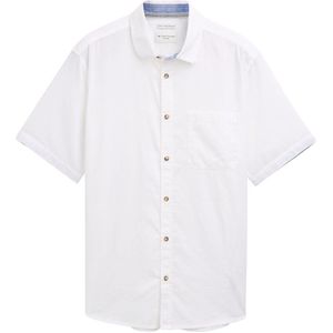 Tom Tailor - COTTON LINEN SHIRT - Overhemd - Wit - Katoen/Linnen