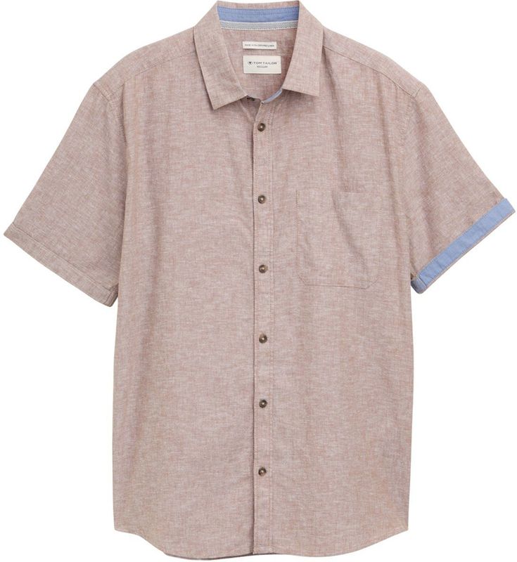 Tom Tailor - Linnen Overhemd - Mêlee - Regular Fit - Korte Mouwen