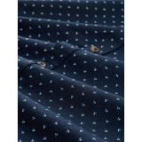 Tom Tailor Heren Overhemd PRINTED COTTON LINEN SHIRT regular fit Blauw XXL Volwassenen