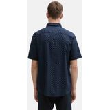 Tom Tailor Heren Overhemd PRINTED COTTON LINEN SHIRT regular fit Blauw XXL Volwassenen