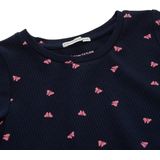 Dark Blue - A-lijn Jurk - Met All-over Print - Ronde Hals - Korte Mouwen