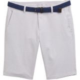 TOM TAILOR - Broek - Wit - Katoen - Gevoerde Zoom, Ritssluiting, Riemlussen