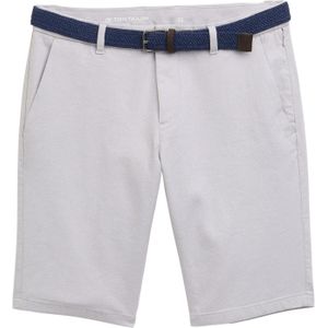 TOM TAILOR - Broek - Wit - Katoen - Gevoerde Zoom, Ritssluiting, Riemlussen