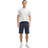 Tom Tailor - Korte Broek - Grijs - Katoenmix - Casual Met Riem