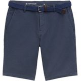 Tom Tailor - Korte Broek - Grijs - Katoenmix - Casual Met Riem