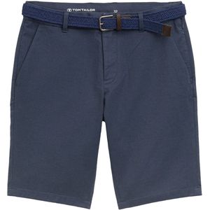 Tom Tailor - Korte Broek - Grijs - Katoenmix - Casual Met Riem