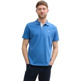 TOM TAILOR - Shirt - Royal Blue/Wit - Jersey - Knoopsluiting, Polokraag, Normale Pasvorm