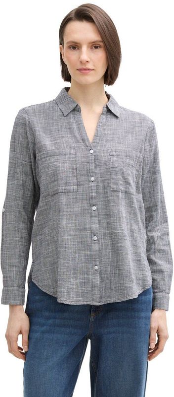 Blouse - Midnight Navy Blue - Knoopsluiting - Borstzakken