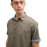 Tom Tailor - Linnen Overhemd - Mêlee - Regular Fit - Korte Mouwen