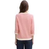 Sweater - Rood - Katoen/Viscose - Met Gestreepte Look