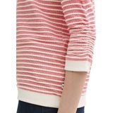 Sweater - Rood - Katoen/Viscose - Met Gestreepte Look