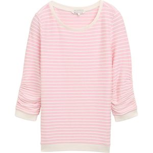 Tom Tailor Denim Sweatshirt voor heren met plooien en strepenpatroon, 37731 - Rose White Streep, XXL