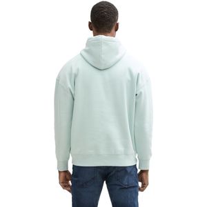 TOM TAILOR DENIM - Sweatshirt - Mintgroen - Capuchon met Trekkoord, Geribd Ceintuurtje, Logoprint