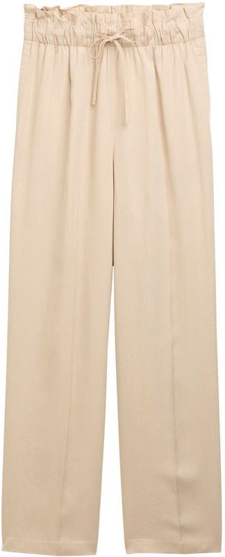TOM TAILOR DENIM - Bandplooibroek - Ecru - Lyocell - High Waist, Wide Leg