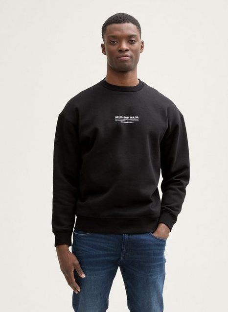 Tom Tailor - Sweater - Zwart - Katoen/Polyester - Regular Fit