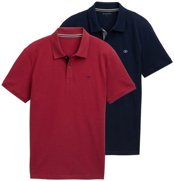 TOM TAILOR - Shirt - Donkerblauw - 2 Pack - Katoen - Polokraag