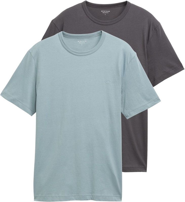 T-Shirt - Effen - Jersey - 2 Pack - Normale Pasvorm - Kwartmouw