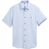 TOM TAILOR Heren regular fit shirt met korte mouwen en borstzak, 37890 - Powder Blue Zigzag Structuur, XXL