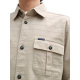 TOM TAILOR - Overhemd - Taupe - Katoen - Comfort Fit