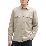 TOM TAILOR - Overhemd - Taupe - Katoen - Comfort Fit