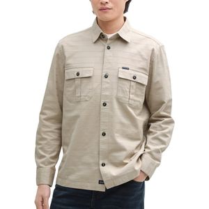 TOM TAILOR - Overhemd - Taupe - Katoen - Comfort Fit