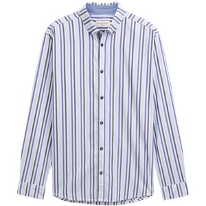 TOM TAILOR - Overhemd - Marine - Indigo - Lichtblauw - Offwhite - Gestreept
