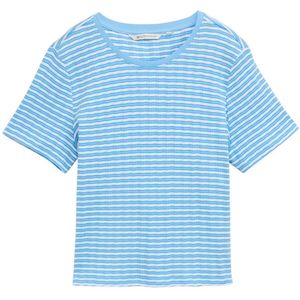 TOM TAILOR - T-shirt - Blauw en Wit - Boxy Fit - 37813