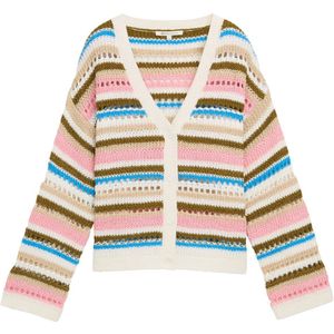 Tom Tailor Denim - Cardigan - Off white olive pink stripe - Met Streepmotief