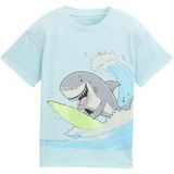 TOM TAILOR - Shirt - Azuur - Ronde Hals - Kwartmouw