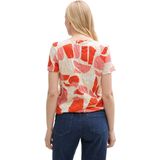 TOM TAILOR T-shirt - Rood - Katoen - Design met Stippen en Vormen