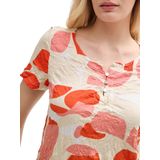 TOM TAILOR T-shirt - Rood - Katoen - Design met Stippen en Vormen