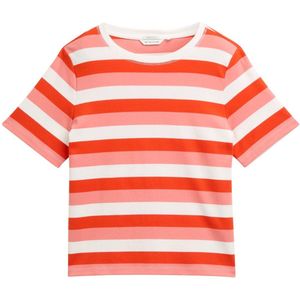 TOM TAILOR T-shirt voor dames van katoen, 37818 - Red Rosewood Stripe, XS