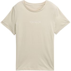 TOM TAILOR T-shirt voor dames met geborduurd logo, 37762 - Champagne, XL
