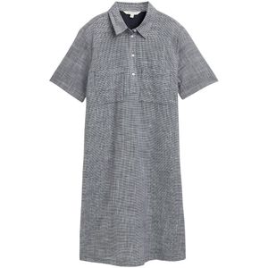 TOM TAILOR - Jurk - Nachtblauw/Wit - Knielengte - Halve Mouw