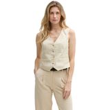 Tom Tailor - Mouwloos Blazervest - Dames - Blauw - Katoen