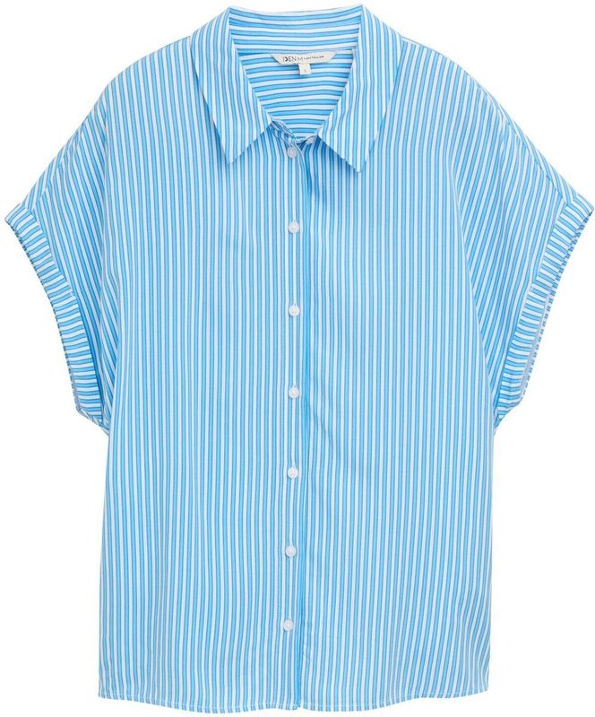 Tom Tailor - 1047035 Overhemd - Korte Mouwen - Blauw - Katoen