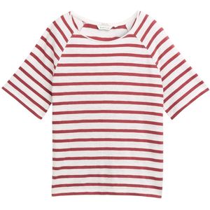 TOM TAILOR T-shirt voor dames, 37838 - Offwhite Deep Red Stripe, XXL