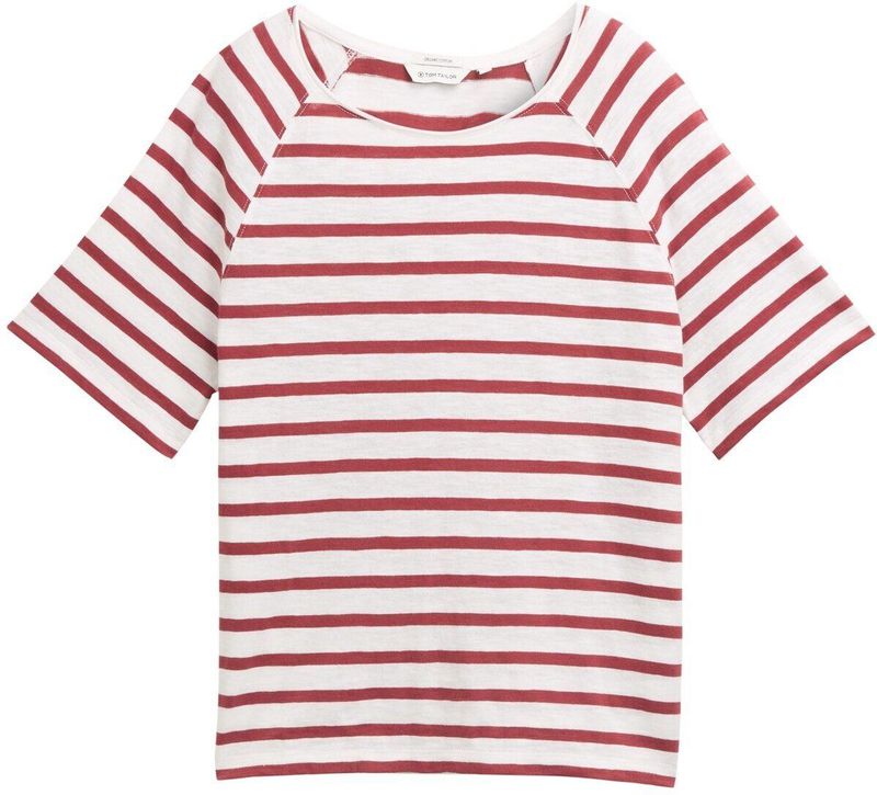 TOM TAILOR T-shirt voor dames, 37838 - Offwhite Deep Red Stripe, XXL