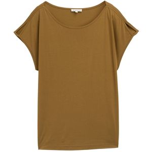 TOM TAILOR - Shirt - Olijfgroen - Jersey - Boothals, Kwartmouw, Normale Pasvorm