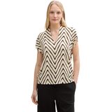 Tom Tailor - T-shirt - All-over Motief - Viscosemix - V-hals - Korte Mouwen