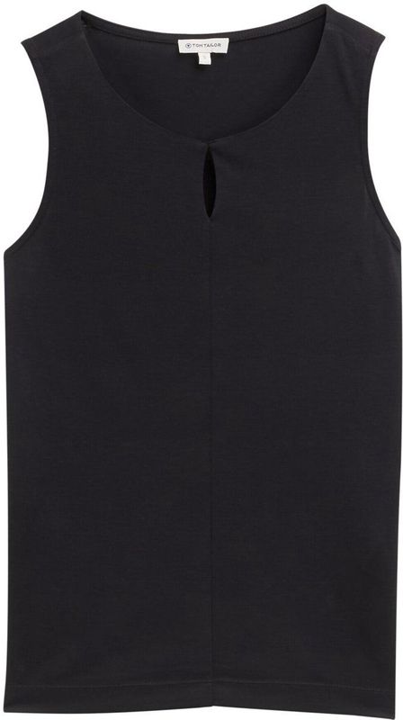 TOM TAILOR - Fabric Mix - T-shirt - Zwart - Katoen