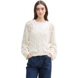 Tailor Denim - Gebreid Damesjack - Effen - Katoenmix - V-hals