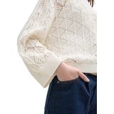 Tailor Denim - Gebreid Damesjack - Effen - Katoenmix - V-hals