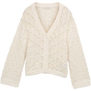 Tailor Denim - Gebreid Damesjack - Effen - Katoenmix - V-hals