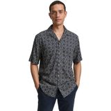 Navy Mosaic Design - Overhemd - Korte Mouwen - Kentkraag