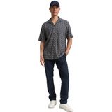 Navy Mosaic Design - Overhemd - Korte Mouwen - Kentkraag